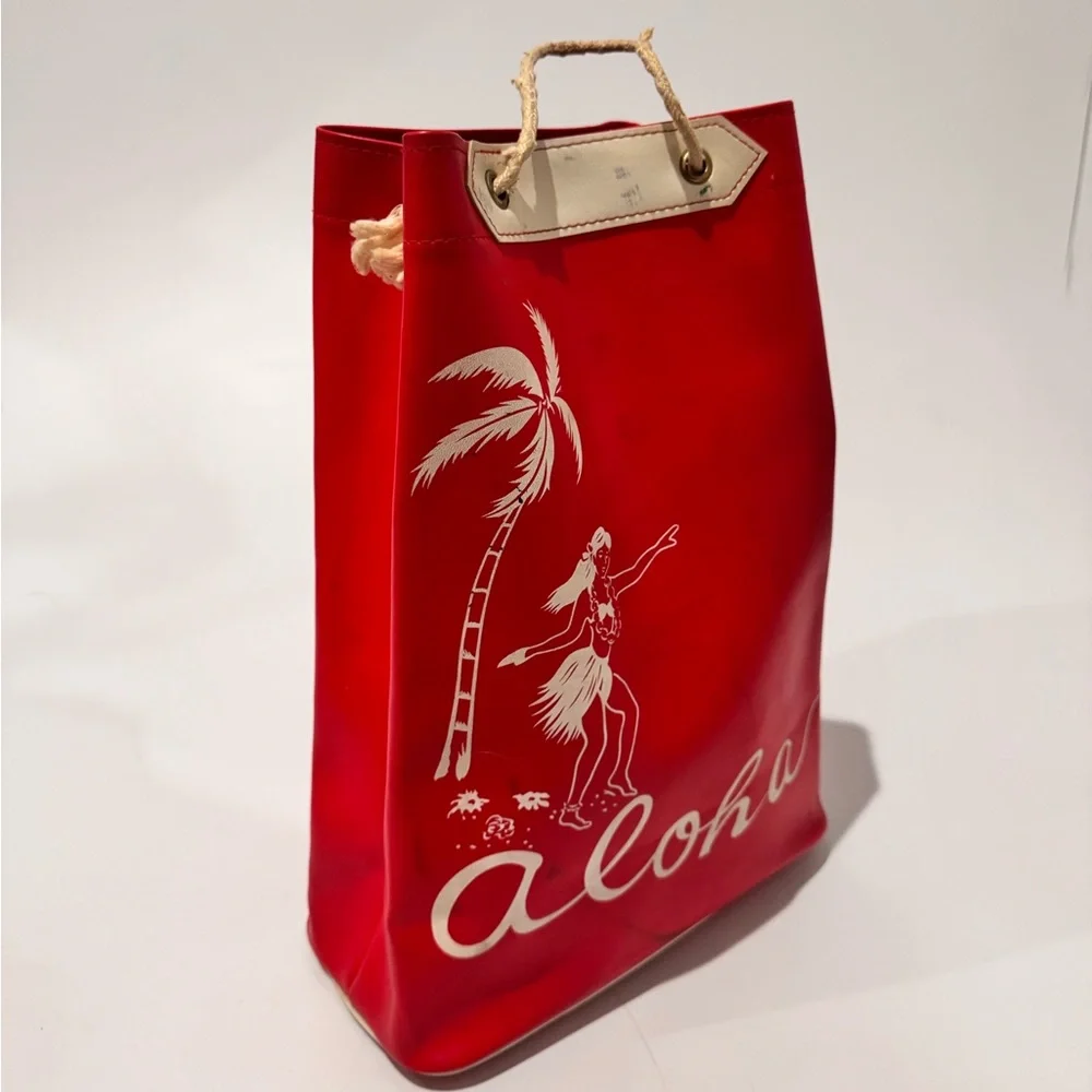 Vintage Aloha Red Vinyl Tote Bag